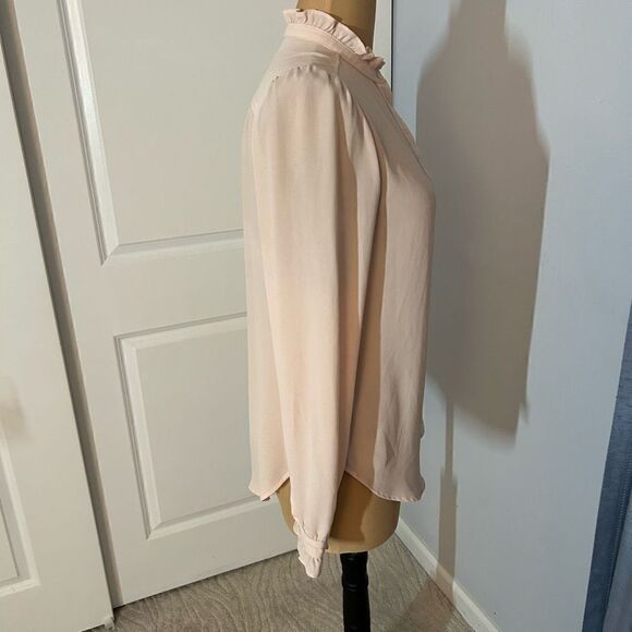 Loft Ruffle Light Pink Long Sleeve Blouse Small - Picture 3 of 6